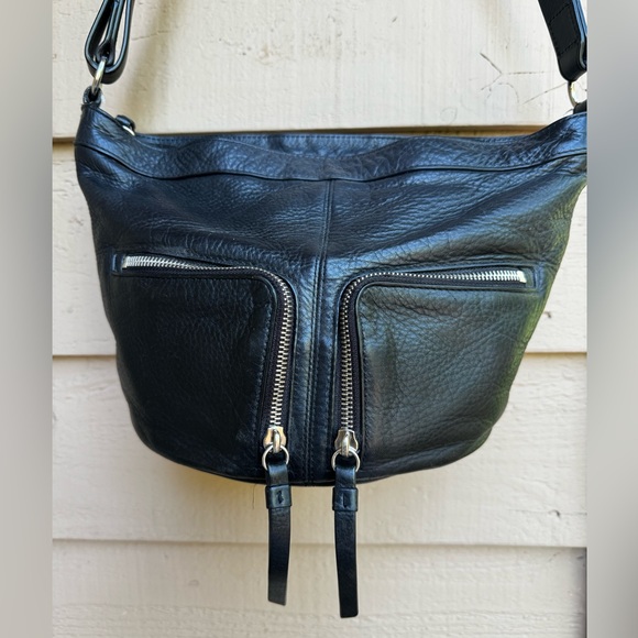 ALLSAINTS BLACK FETCH LEATHER CROSSBODY BAG - Picture 2 of 11